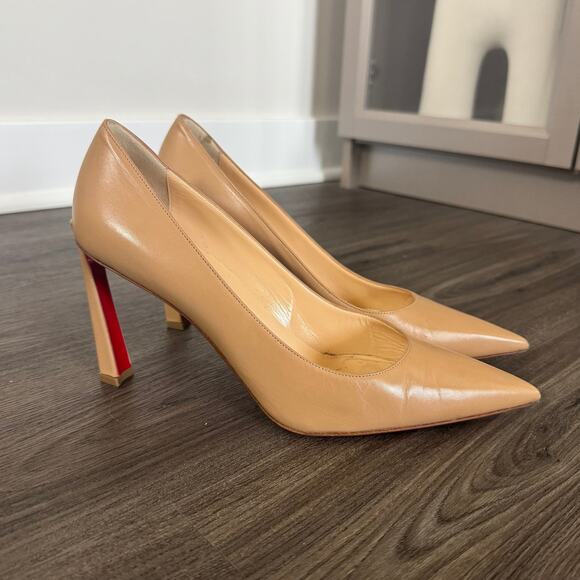 Christian Louboutin Shoes - Christian Louboutin Condora 85 mm Nude Leather Pumps 39 Tan Heels with Box